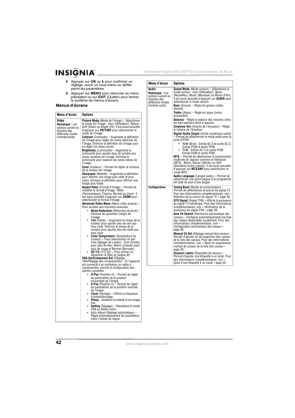 Insignia NS-42EPTV User Manual | Page 42 / 80