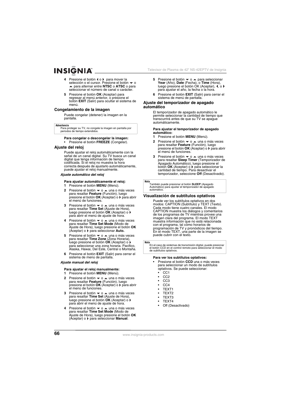Insignia NS-42EPTV User Manual | Page 66 / 80