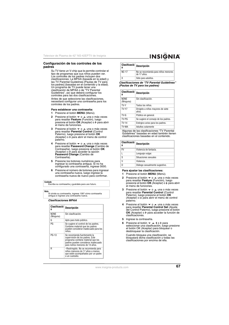 Insignia NS-42EPTV User Manual | Page 67 / 80