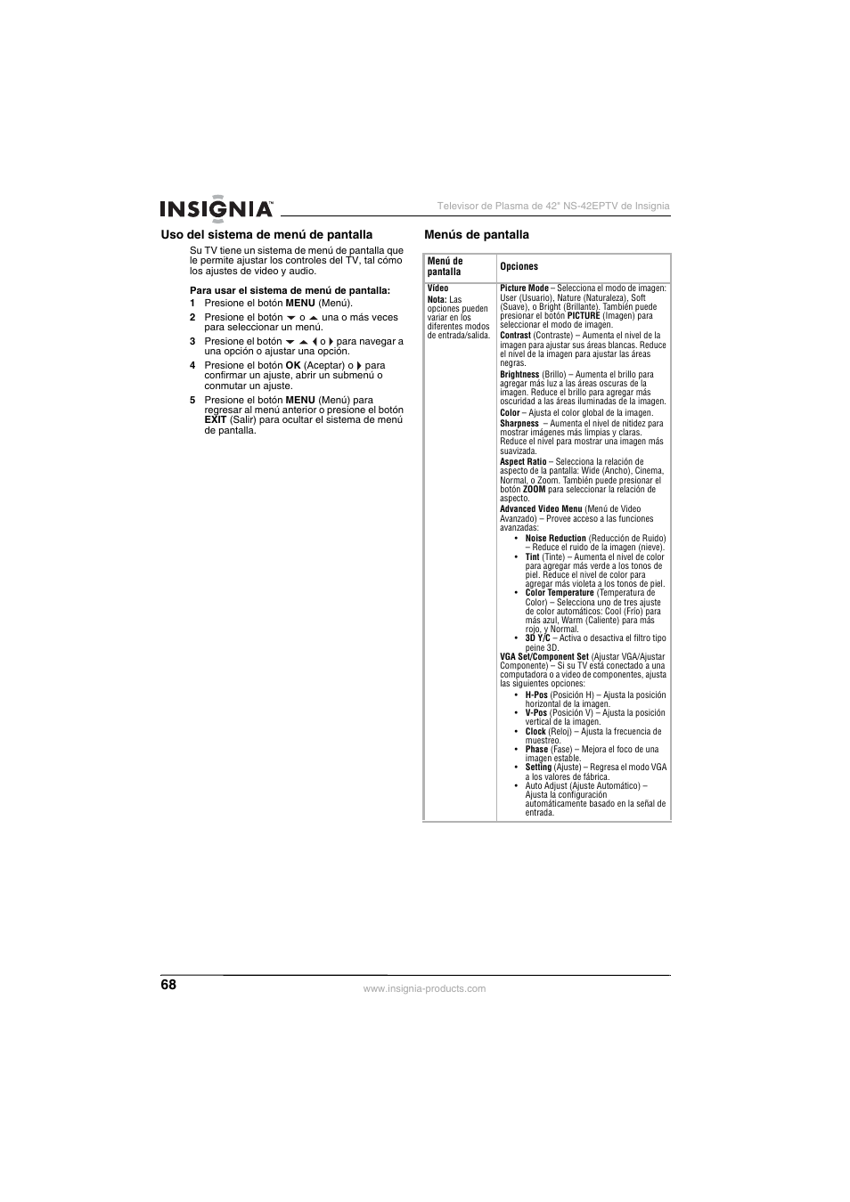 Insignia NS-42EPTV User Manual | Page 68 / 80