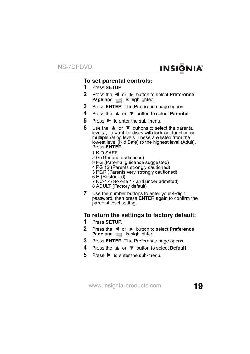 Insignia NS-7DPDVD User Manual | Page 21 / 100