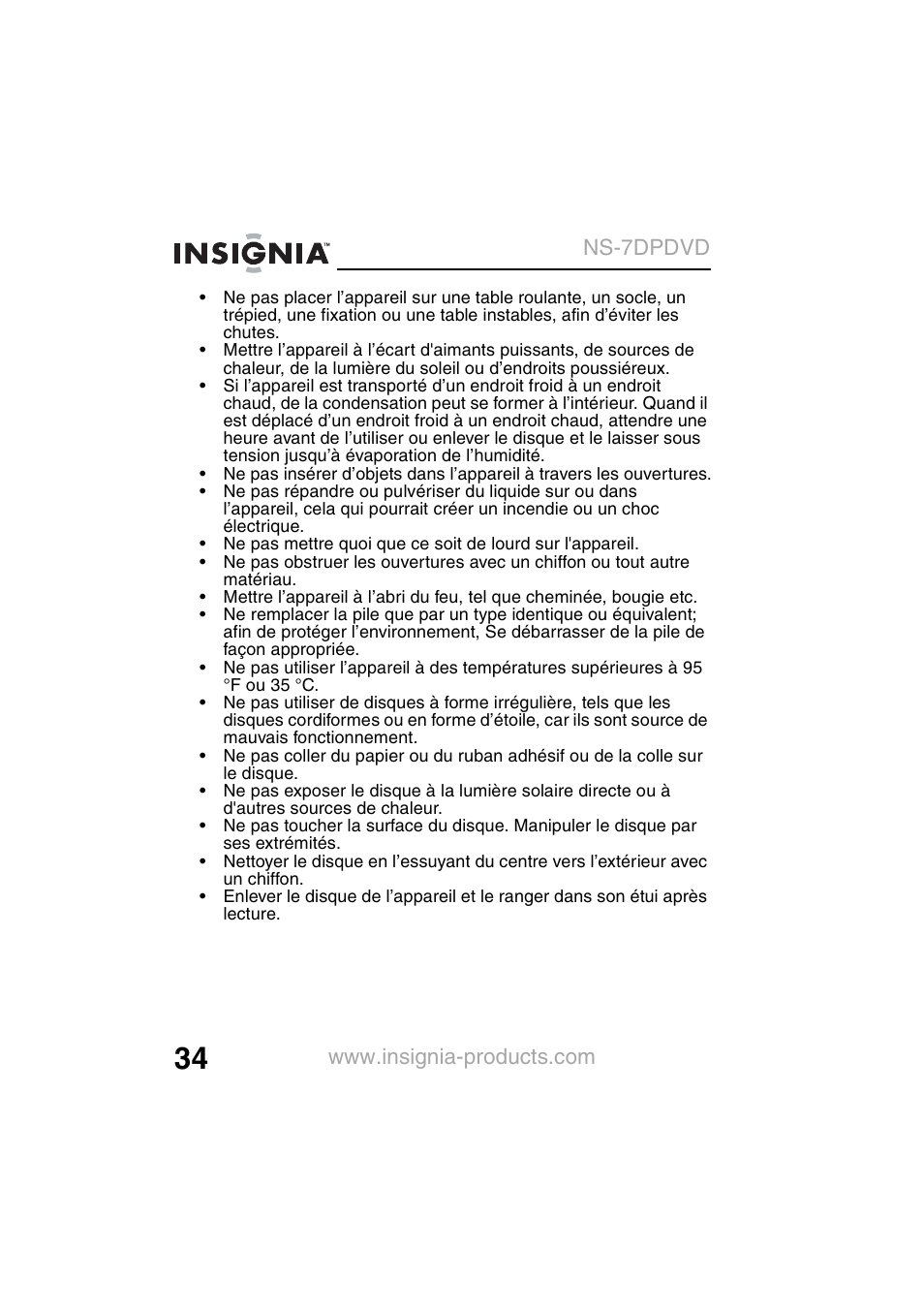 Insignia NS-7DPDVD User Manual | Page 36 / 100