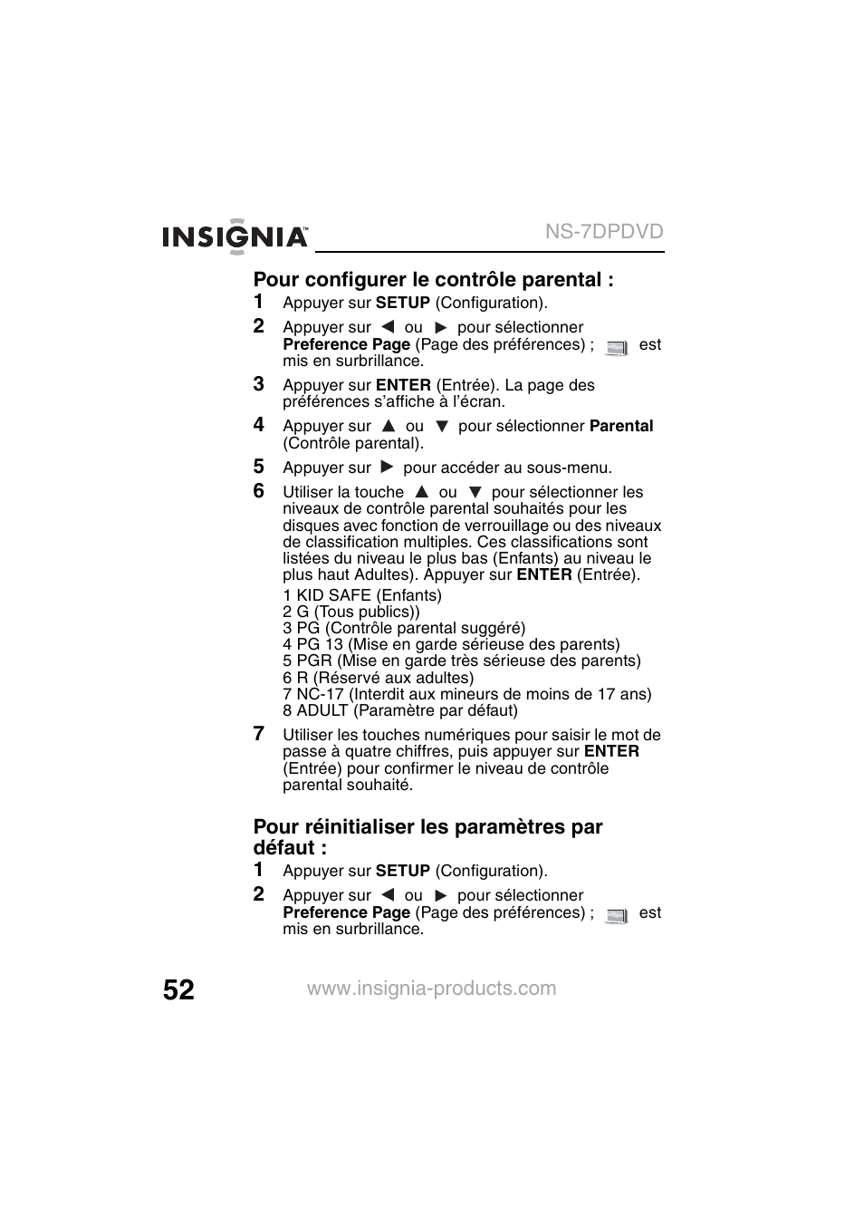 Insignia NS-7DPDVD User Manual | Page 54 / 100