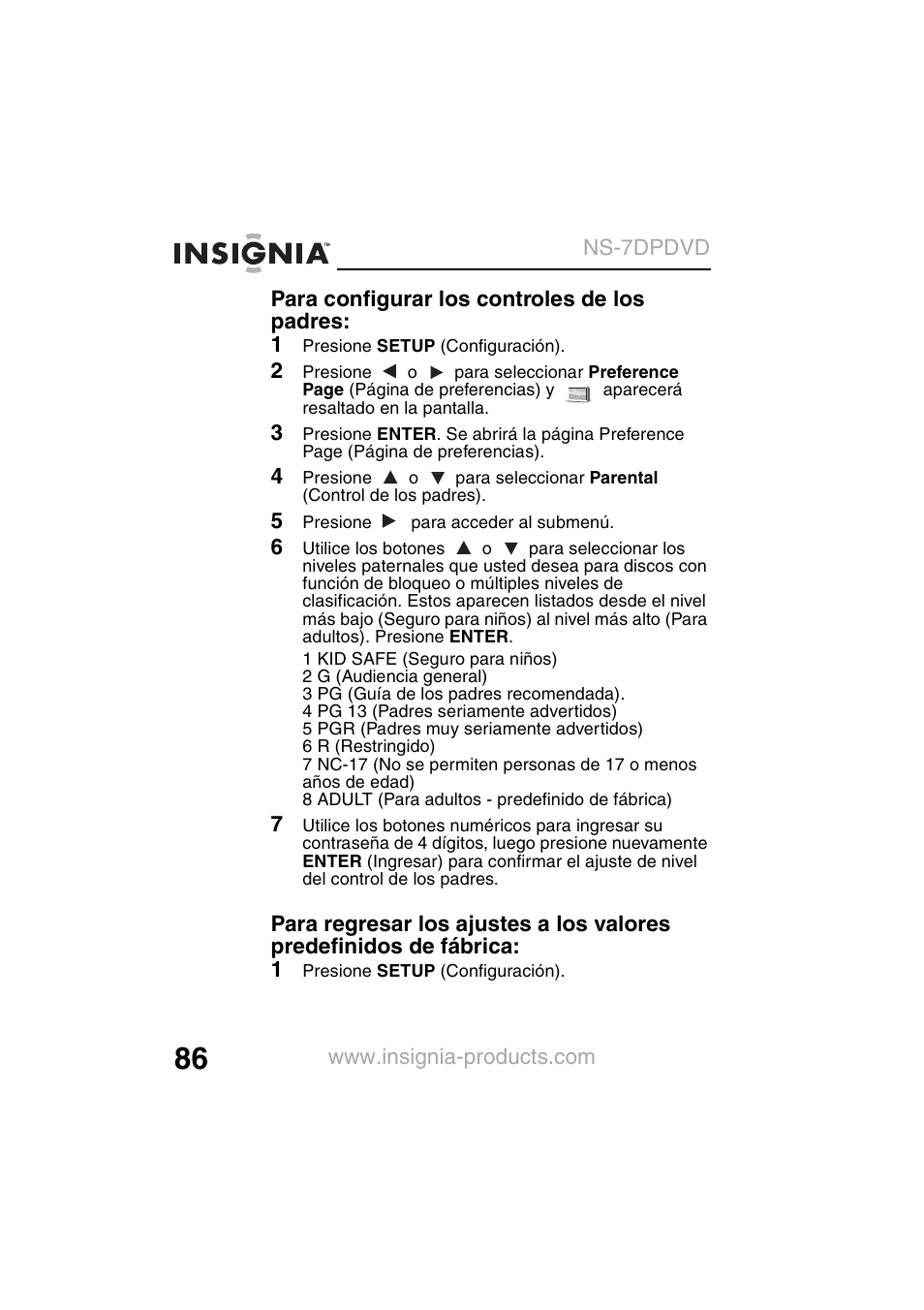 Insignia NS-7DPDVD User Manual | Page 88 / 100