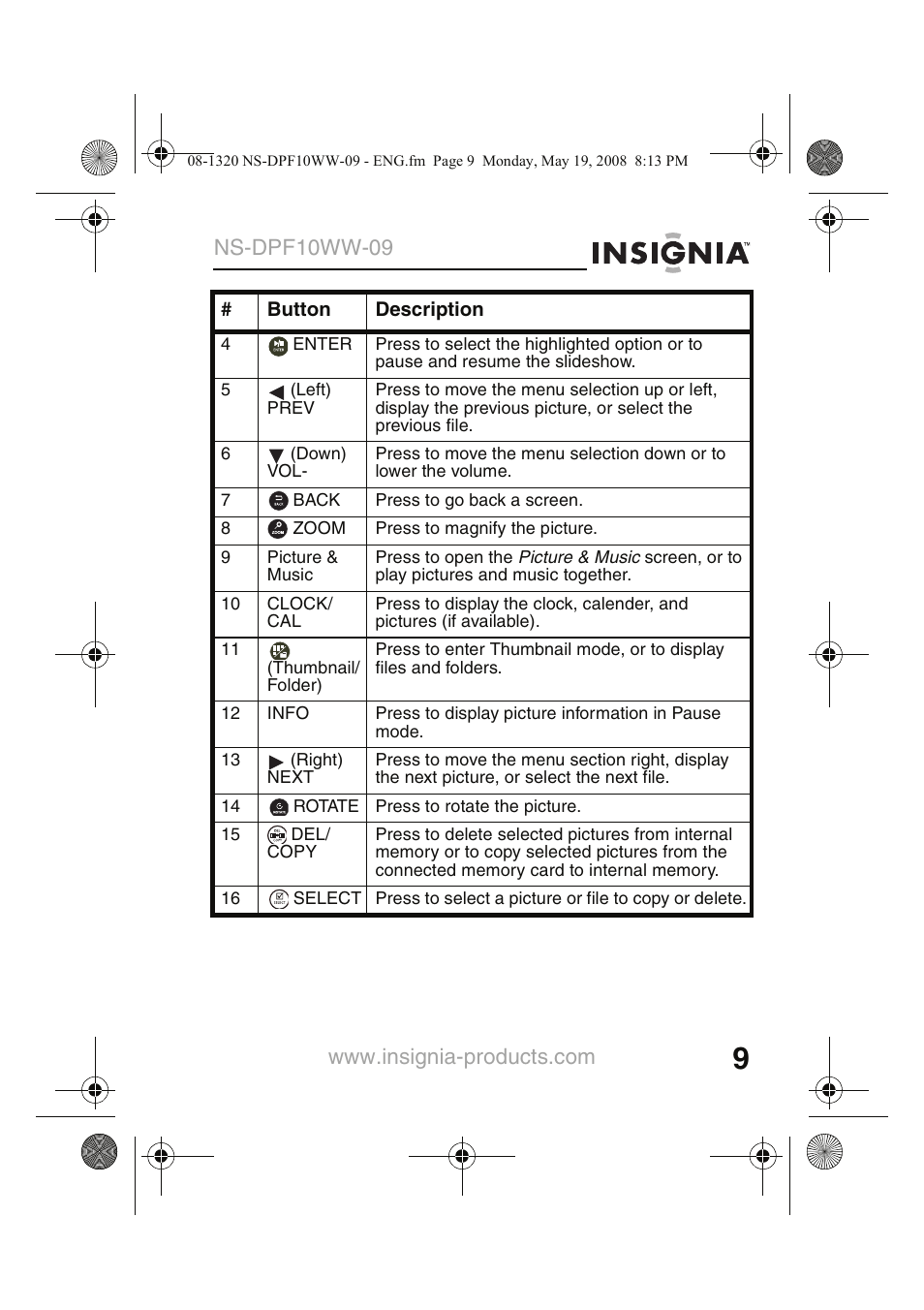 Ns-dpf10ww-09 | Insignia NS-DPF10WW-09CA User Manual | Page 11 / 48