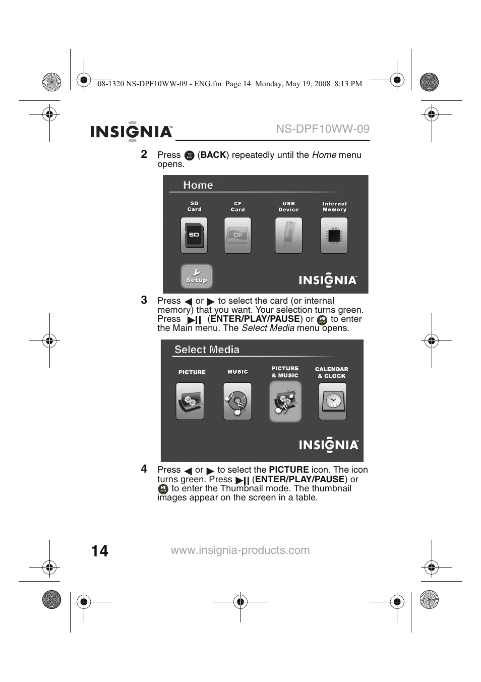 Insignia NS-DPF10WW-09CA User Manual | Page 16 / 48