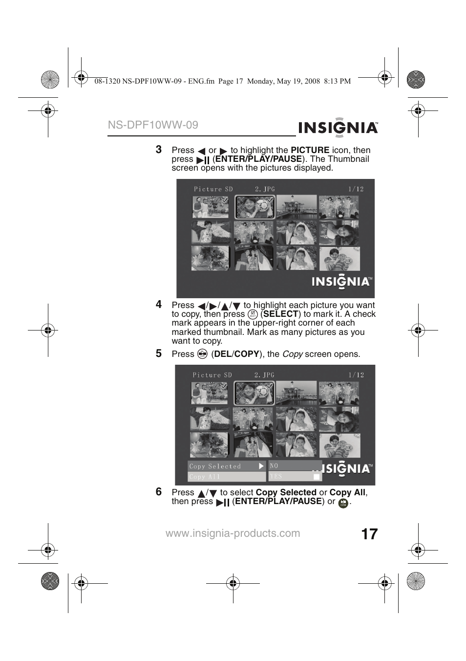 Ns-dpf10ww-09 | Insignia NS-DPF10WW-09CA User Manual | Page 19 / 48
