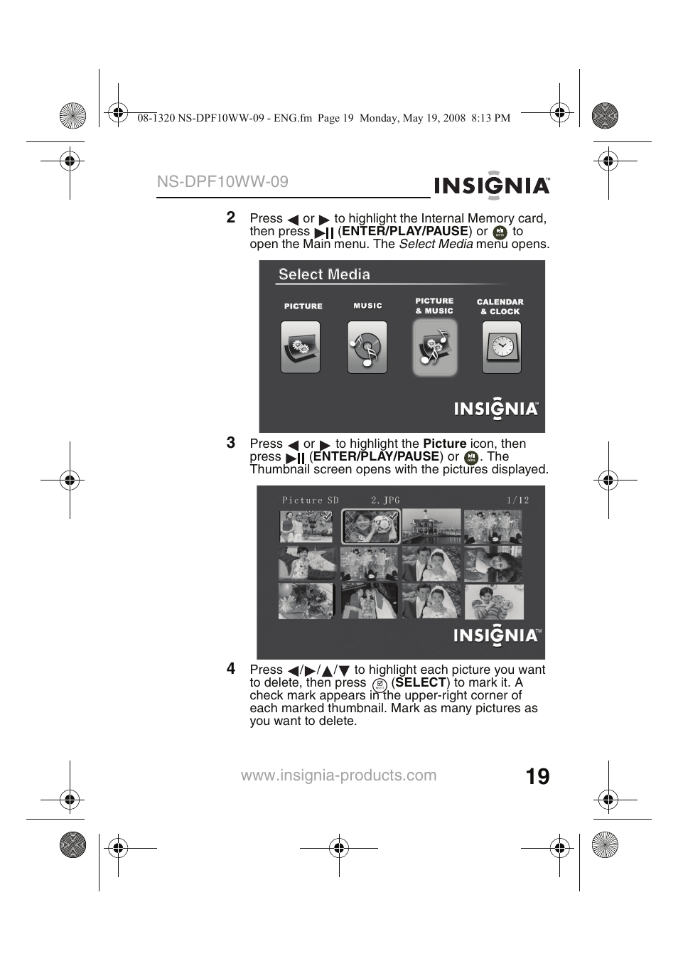 Ns-dpf10ww-09 | Insignia NS-DPF10WW-09CA User Manual | Page 21 / 48