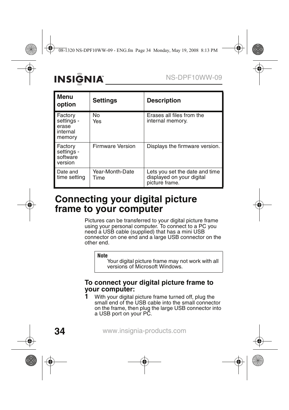 Insignia NS-DPF10WW-09CA User Manual | Page 36 / 48