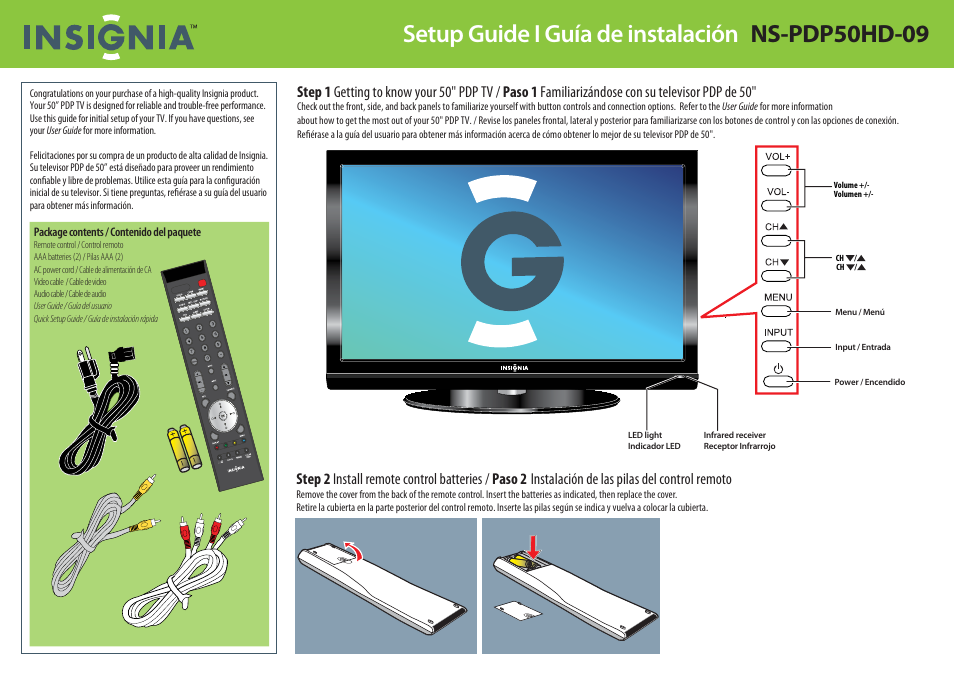 Insignia NS-PDP50HD-09 User Manual | 2 pages