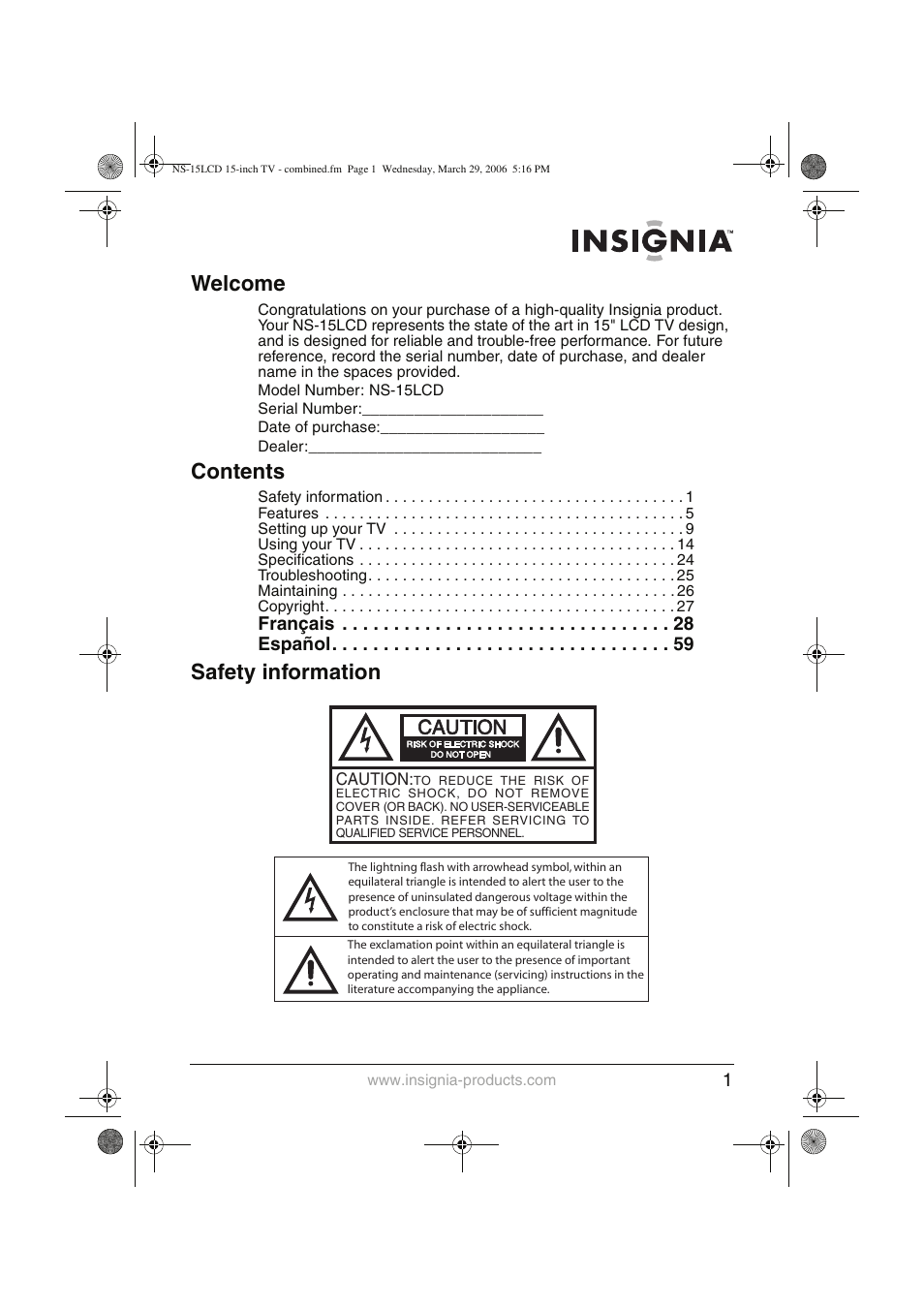 Insignia NS-15LCD User Manual | Page 2 / 90