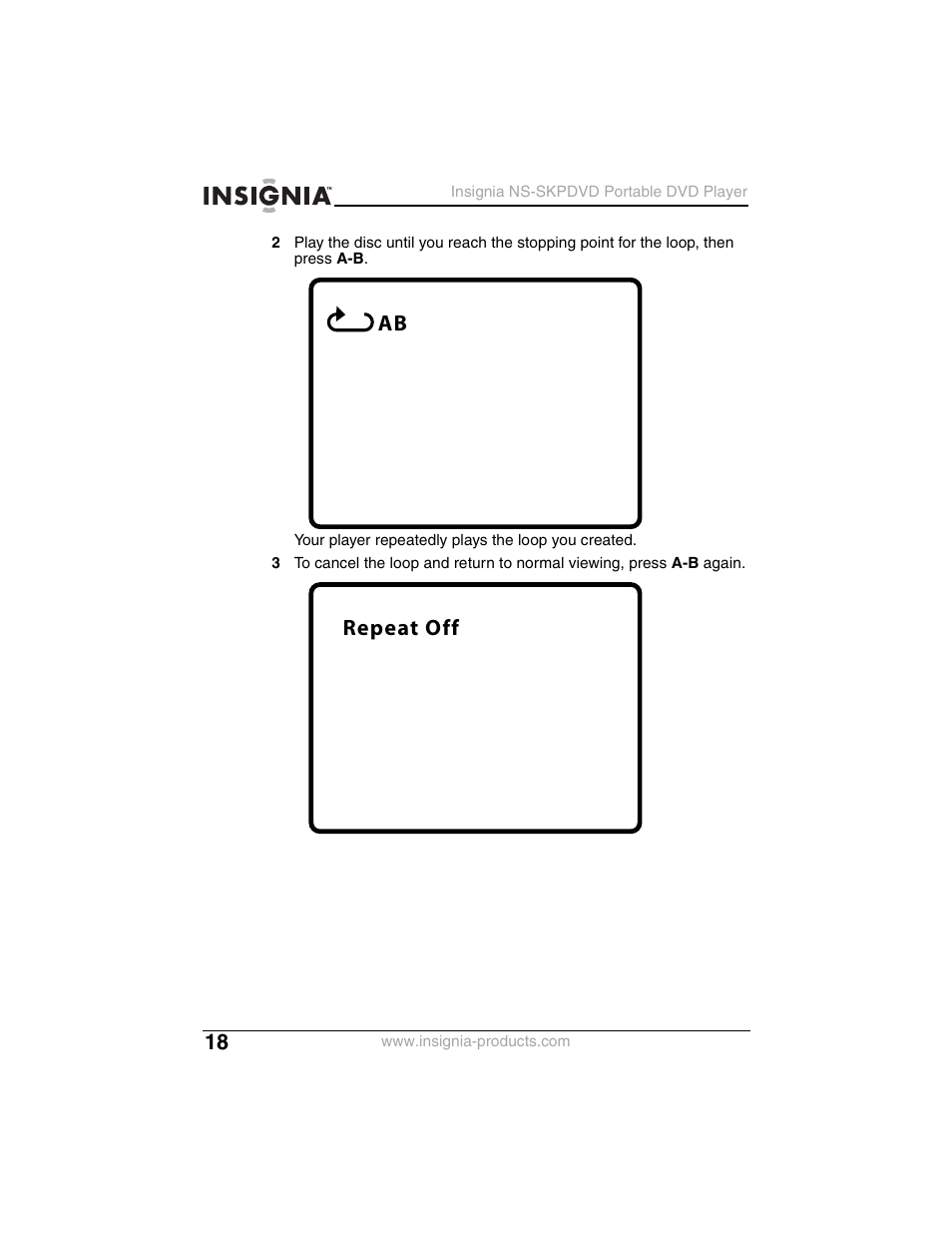 Ab repeat off | Insignia NS-SKPDVD User Manual | Page 20 / 36