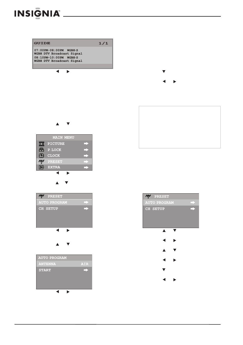 Configuration des stations de télévision, Saut des canaux non souhaités | Insignia NS-F24TV User Manual | Page 30 / 66