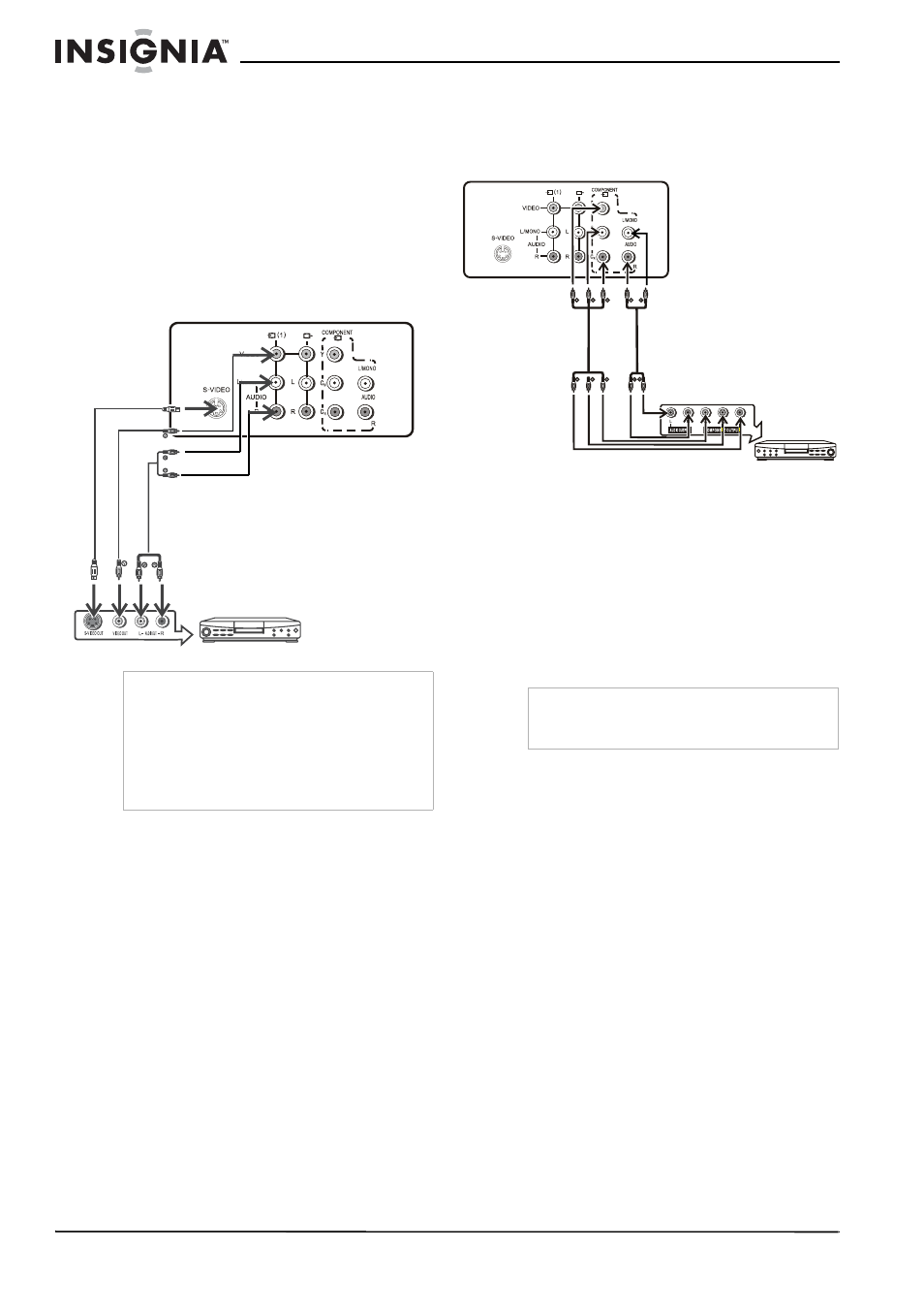 Connecting using the rear av input terminals, Connecting using the component terminals | Insignia NS-F24TV User Manual | Page 8 / 66