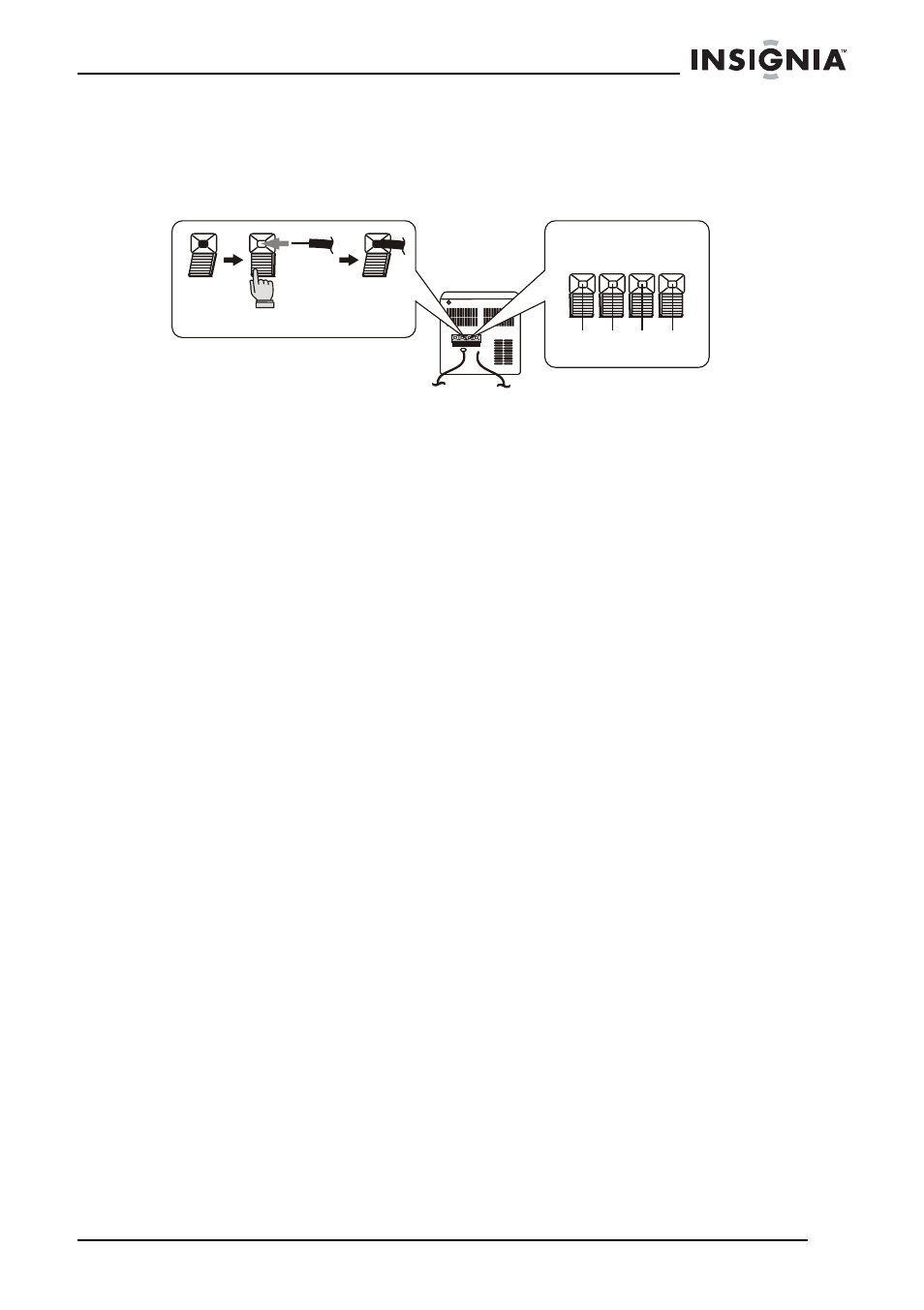 Connexion des haut-parleurs, Réglage de l’heure, Pour régler l’heure | Utilisation du lecteur de cd de salon, Fonctionnement de la radio, Pour utiliser la radio | Insignia NS-A2110 User Manual | Page 23 / 50