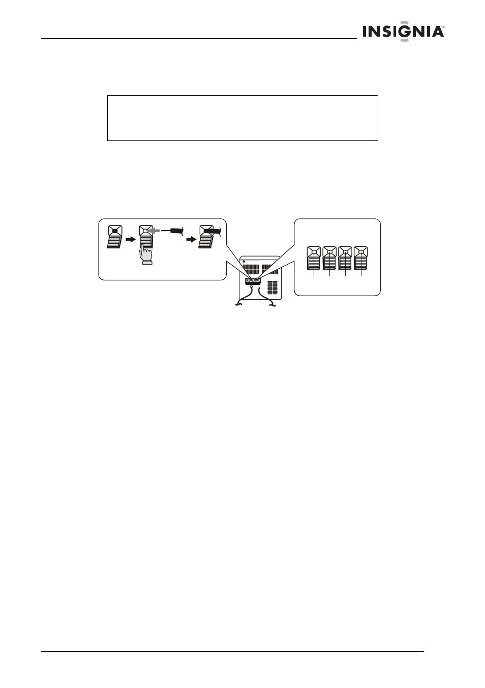 Conexión de los altavoces, Ajuste de la hora, Para ajustar la hora | Uso de su sistema de audio, Uso de la radio, Para usar la radio | Insignia NS-A2110 User Manual | Page 39 / 50