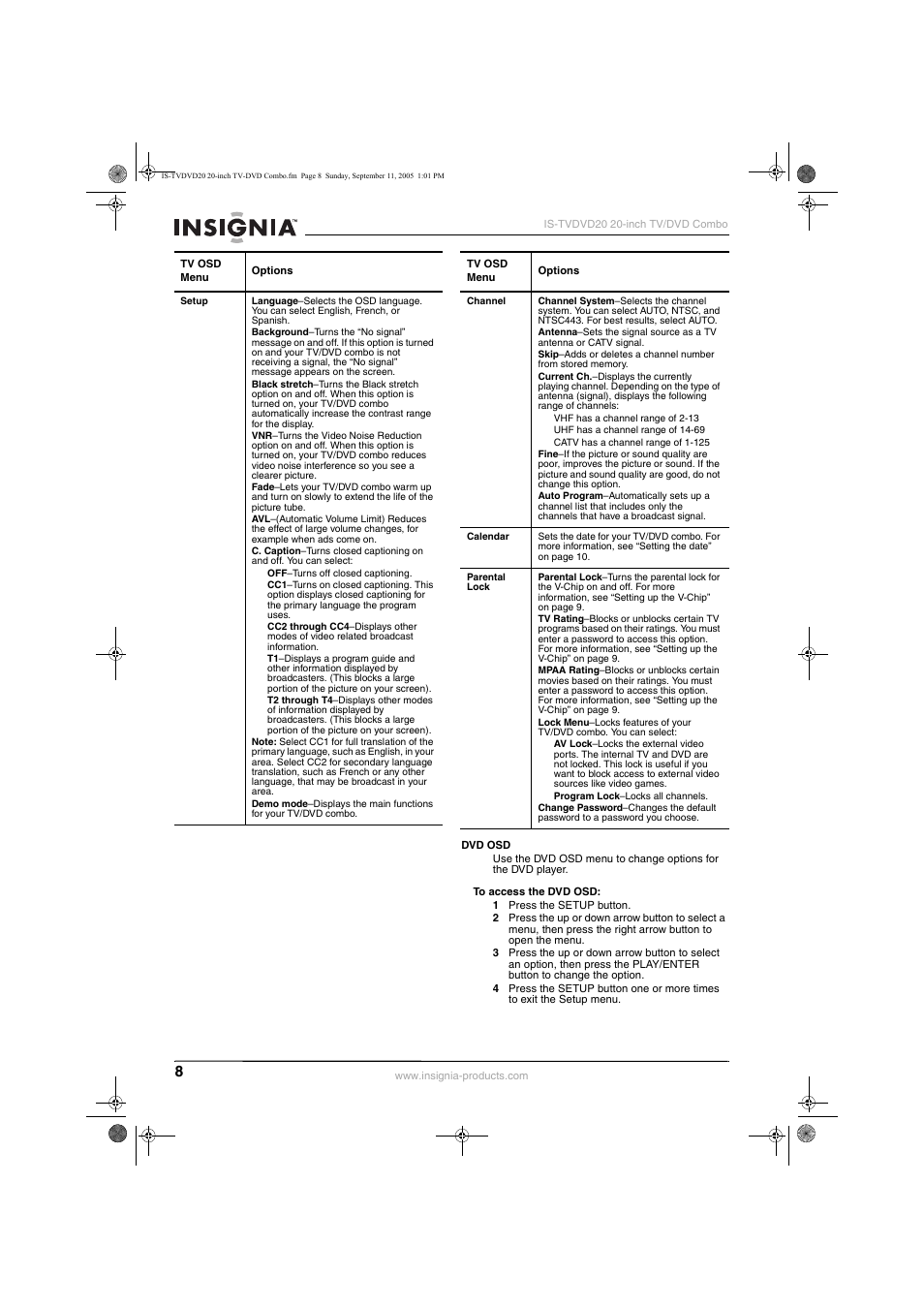 Insignia IS-TVDVD20 User Manual | Page 10 / 44