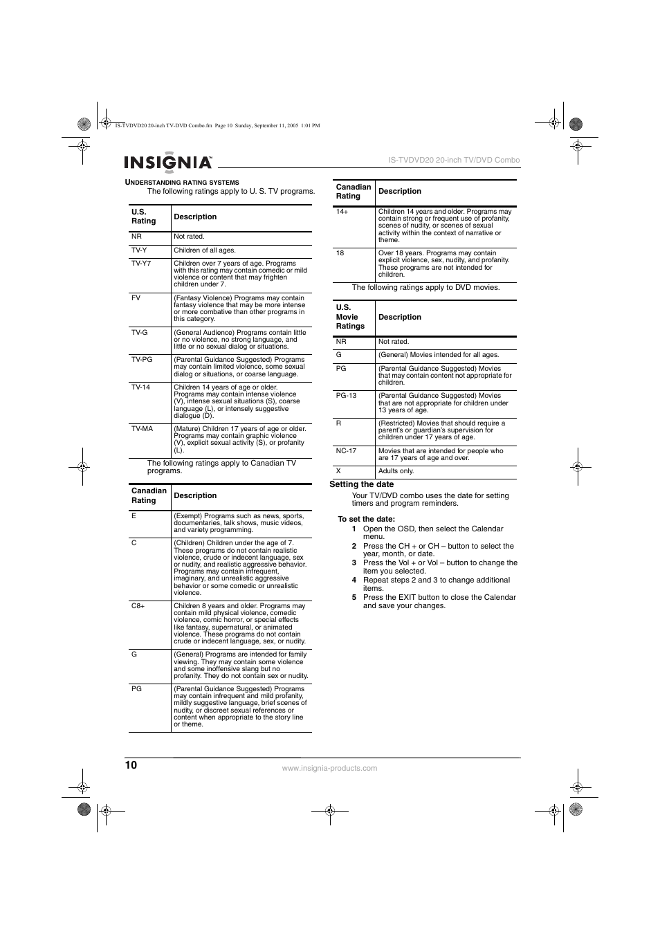 Insignia IS-TVDVD20 User Manual | Page 12 / 44