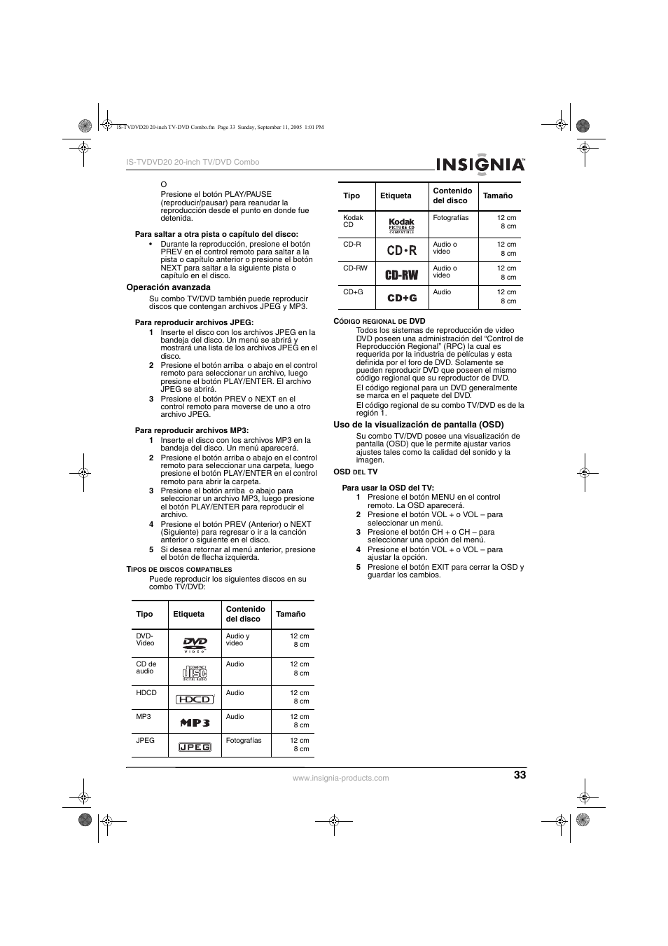 Insignia IS-TVDVD20 User Manual | Page 35 / 44