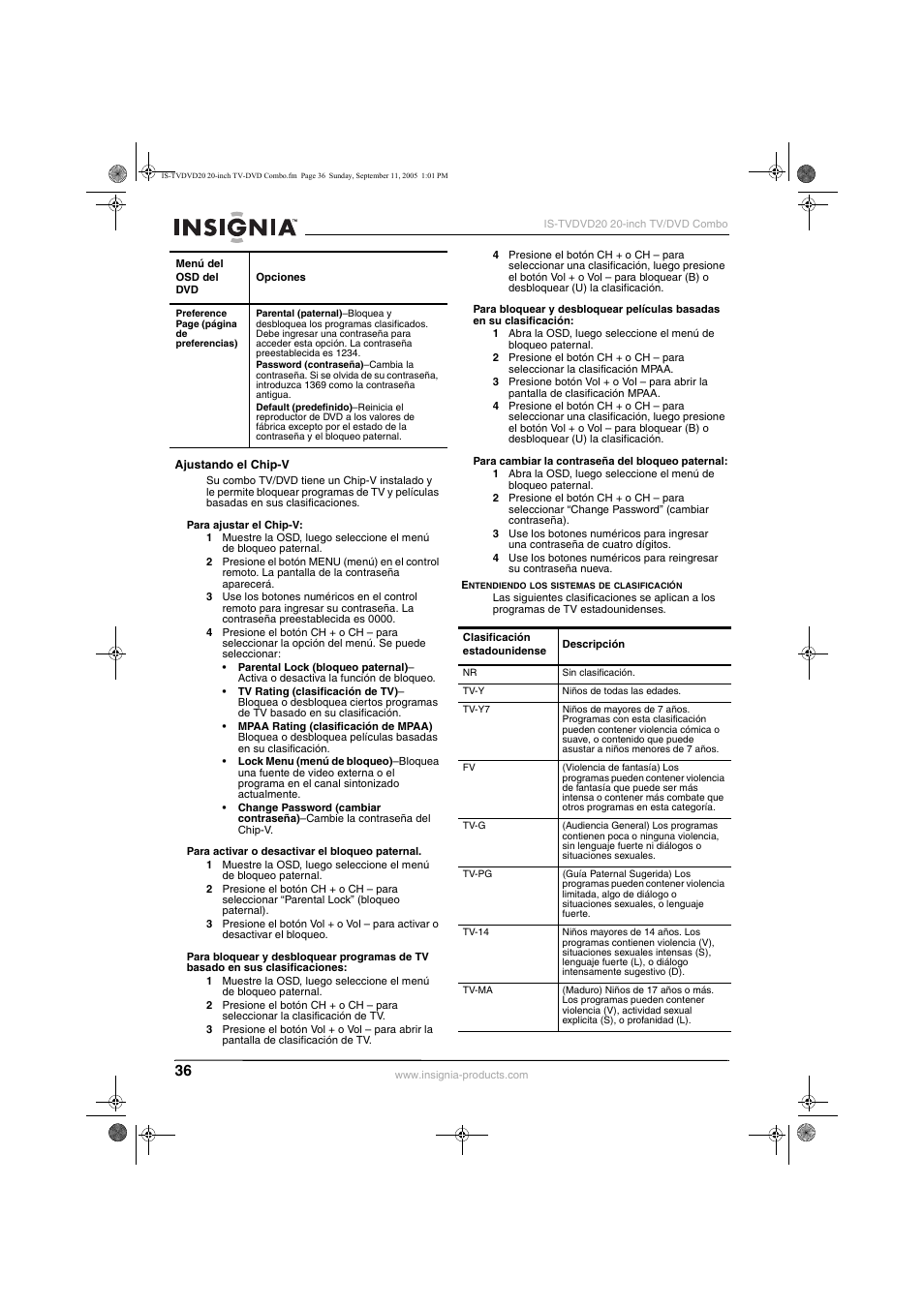 Insignia IS-TVDVD20 User Manual | Page 38 / 44