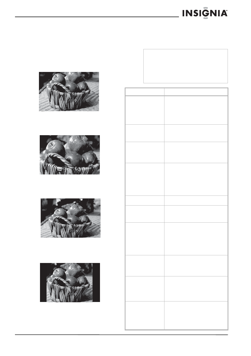 Setting the aspect ratio of your tv, Troubleshooting | Insignia NS-LCD42 User Manual | Page 19 / 48