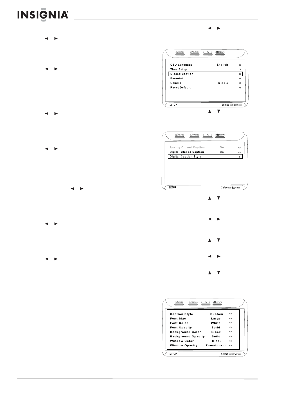 Configuración de subtítulos optativos | Insignia NS-LCD42 User Manual | Page 38 / 48