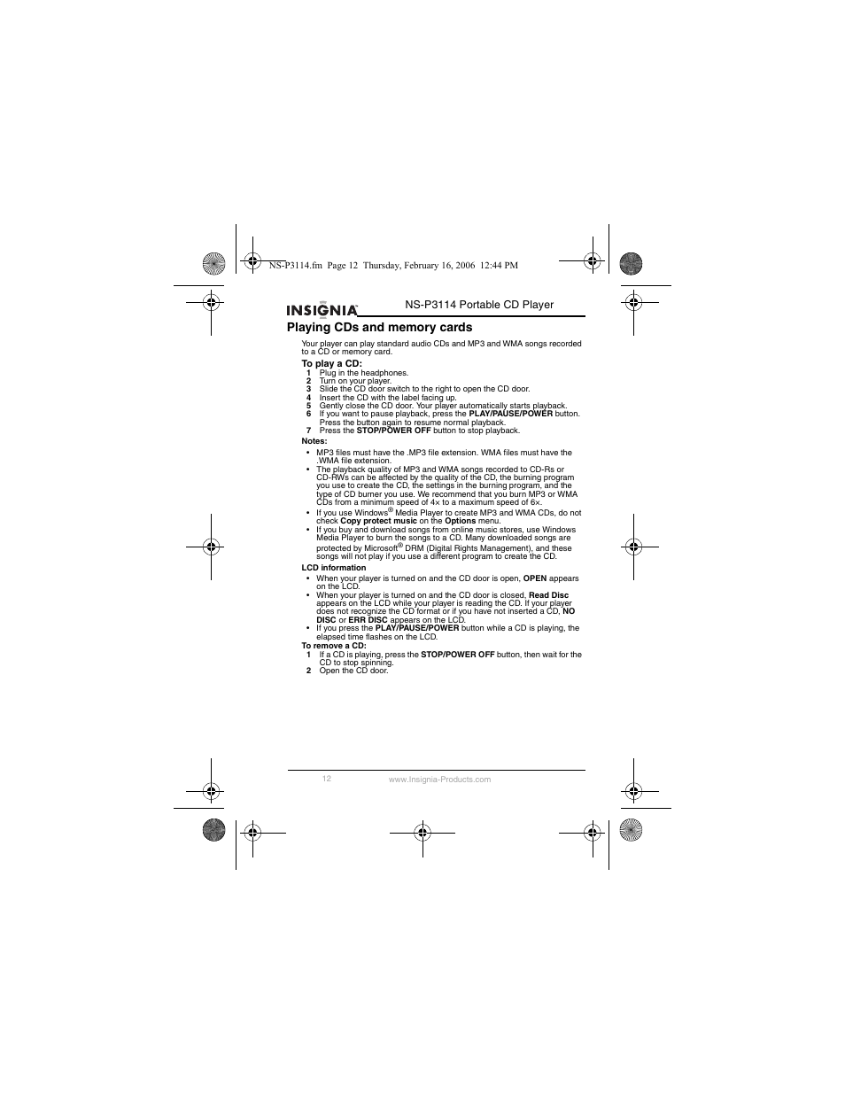 Insignia NS-P3114 User Manual | Page 14 / 96