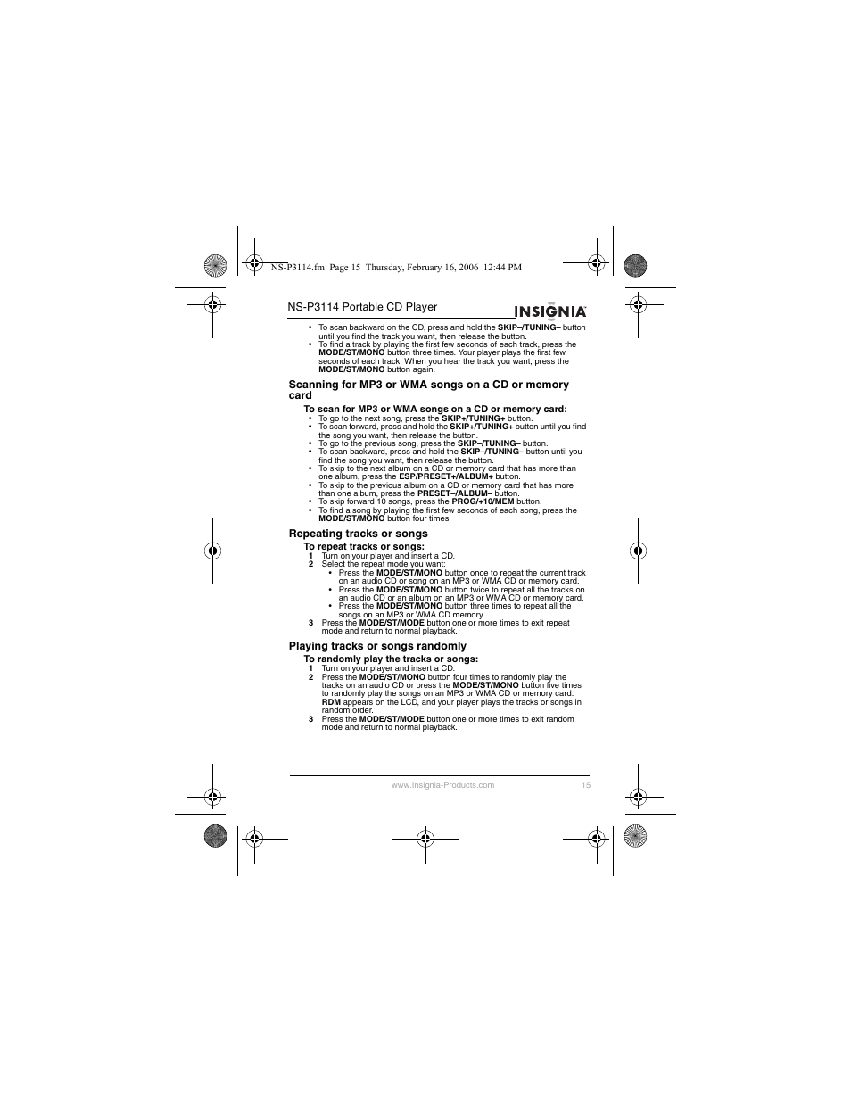 Insignia NS-P3114 User Manual | Page 17 / 96