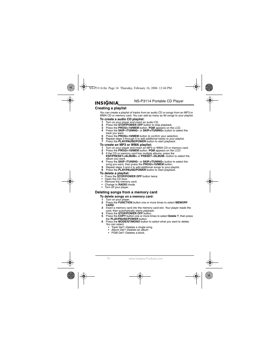 Insignia NS-P3114 User Manual | Page 18 / 96