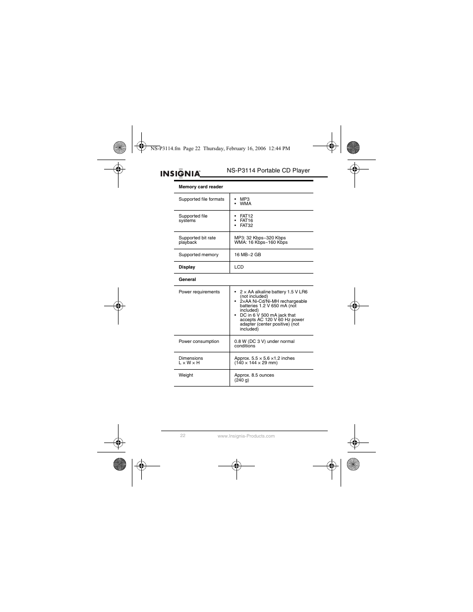 Insignia NS-P3114 User Manual | Page 24 / 96