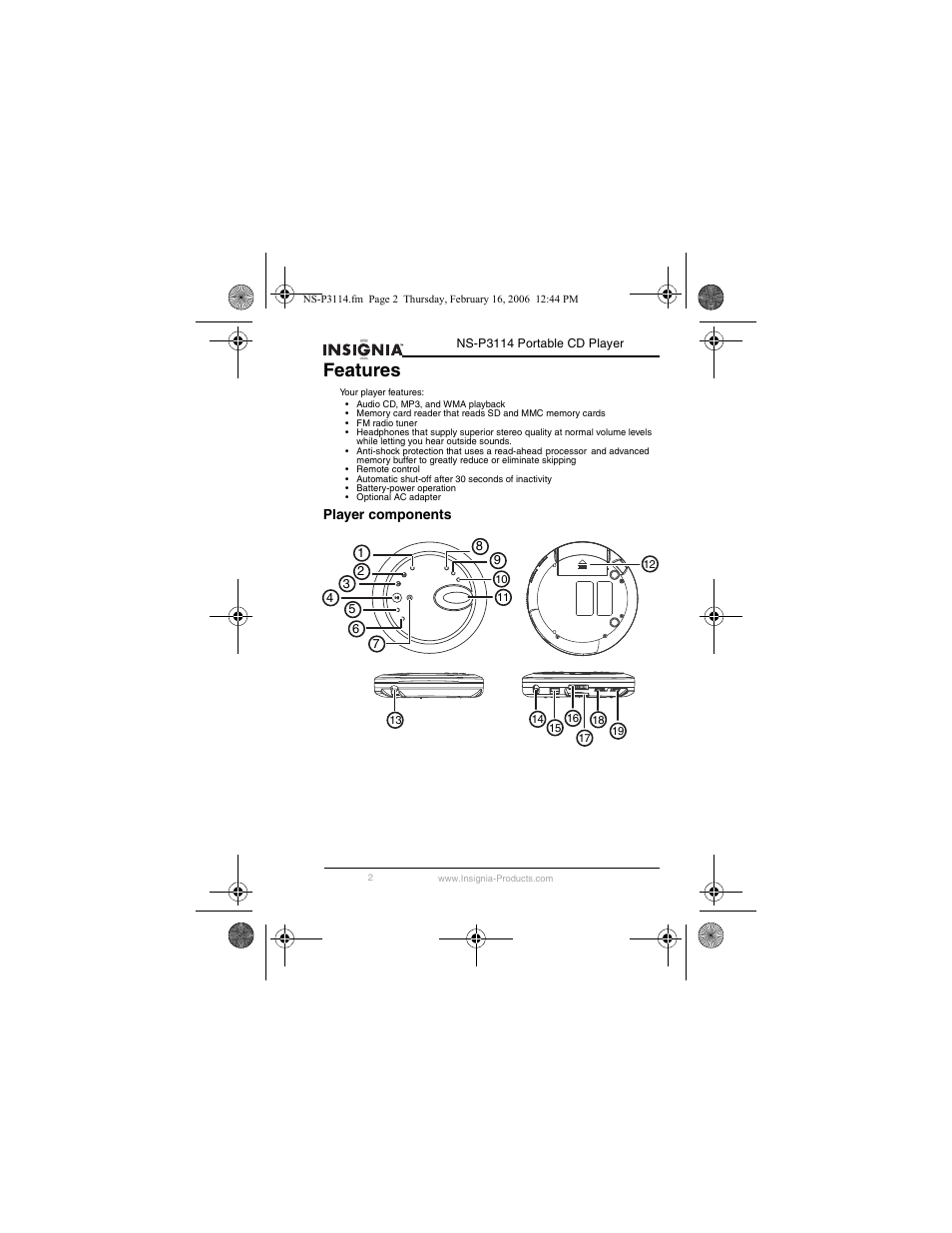 Features | Insignia NS-P3114 User Manual | Page 4 / 96