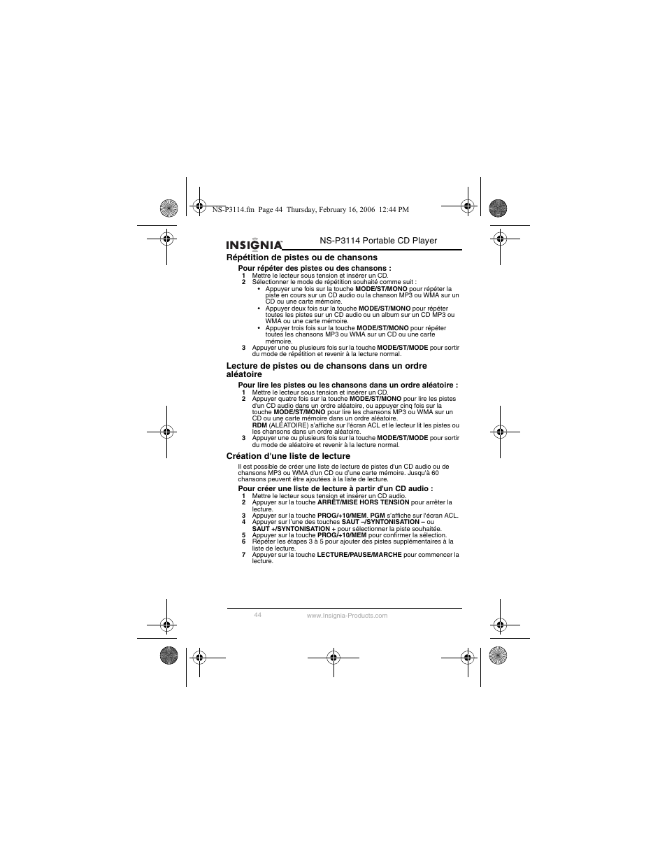 Insignia NS-P3114 User Manual | Page 46 / 96