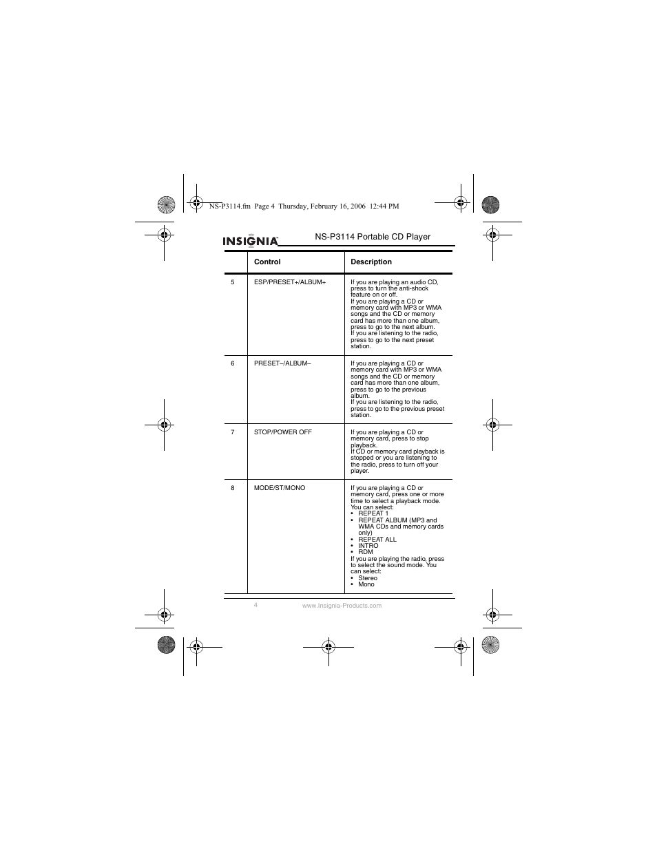 Insignia NS-P3114 User Manual | Page 6 / 96