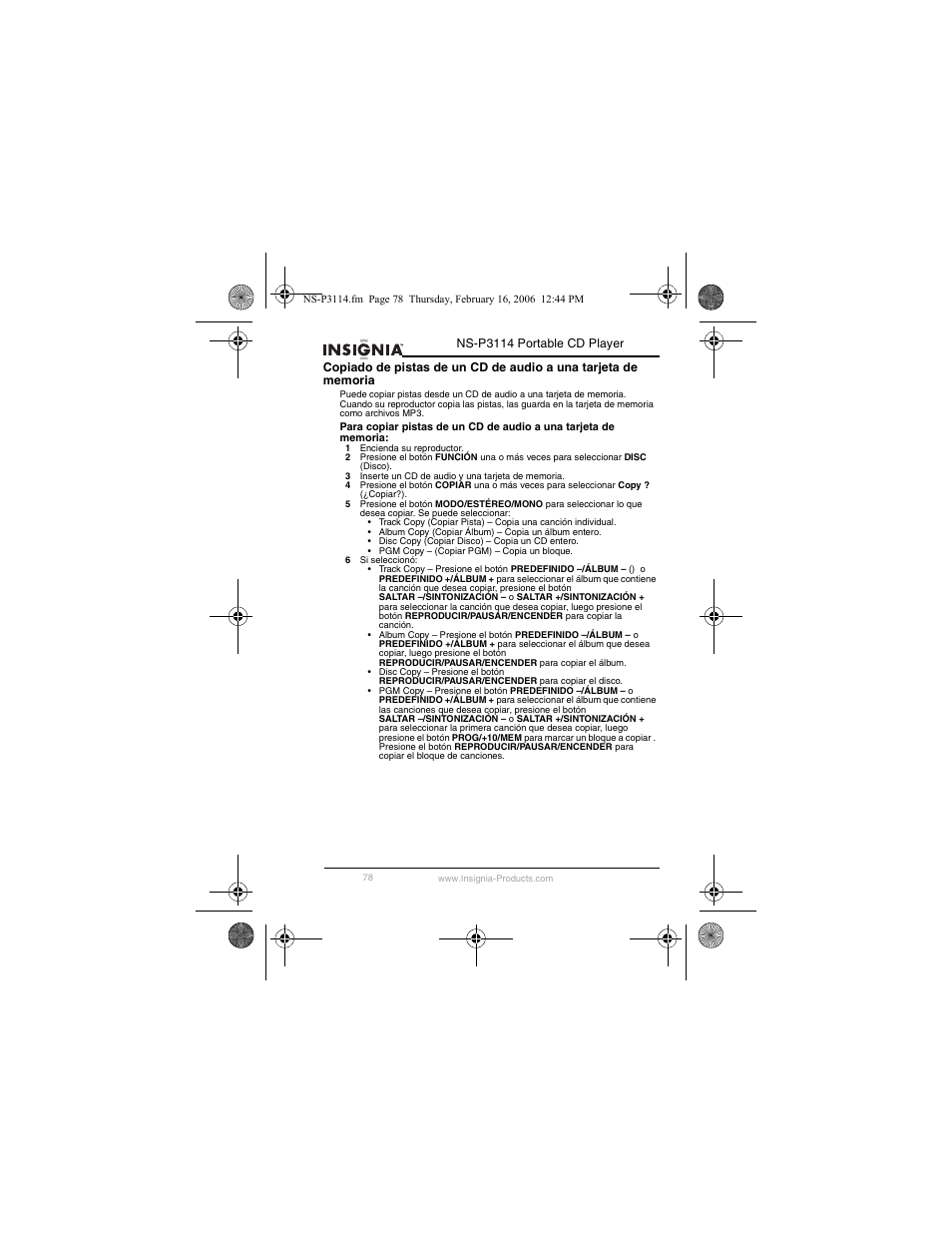 Insignia NS-P3114 User Manual | Page 80 / 96