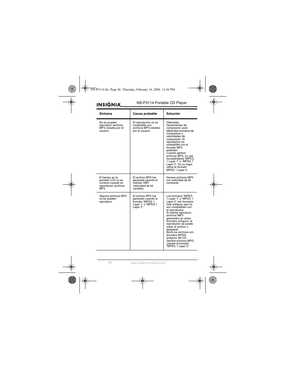 Insignia NS-P3114 User Manual | Page 88 / 96