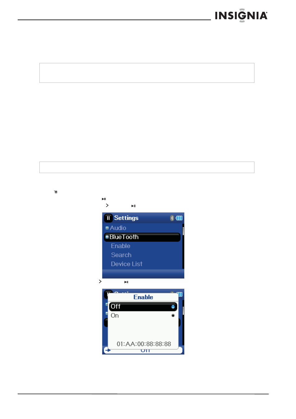 Connecting to bluetooth headphones, Turning bluetooth on or off | Insignia NS-2V17 User Manual | Page 25 / 68