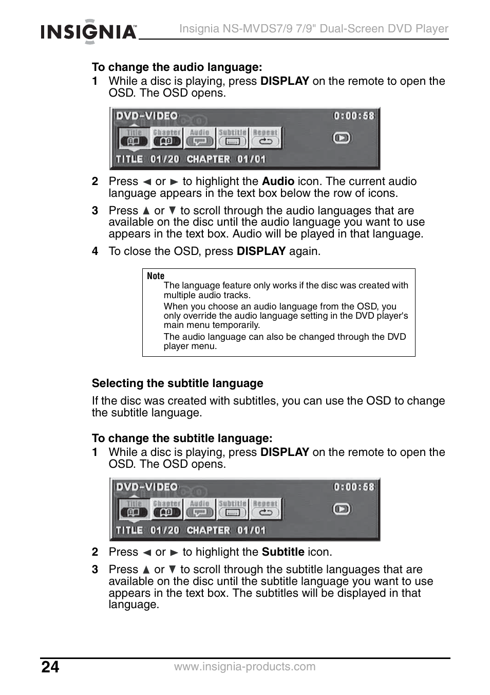 Insignia NS-MVDS7 User Manual | Page 24 / 48