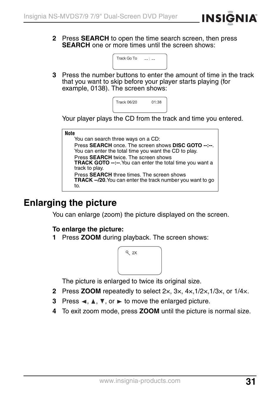 Enlarging the picture | Insignia NS-MVDS7 User Manual | Page 31 / 48