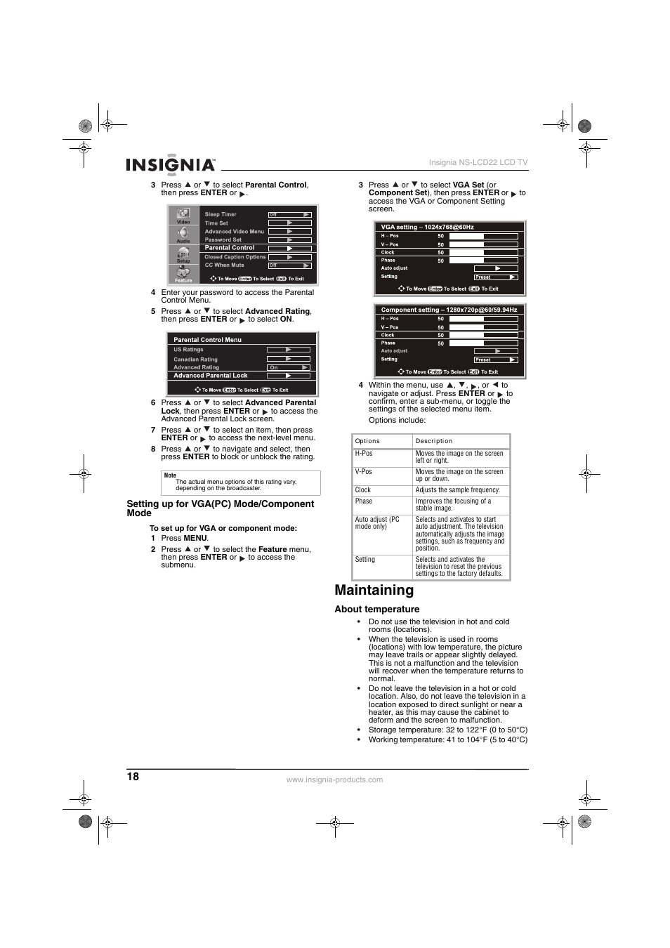 Maintaining | Insignia NS-LCD22 User Manual | Page 20 / 76