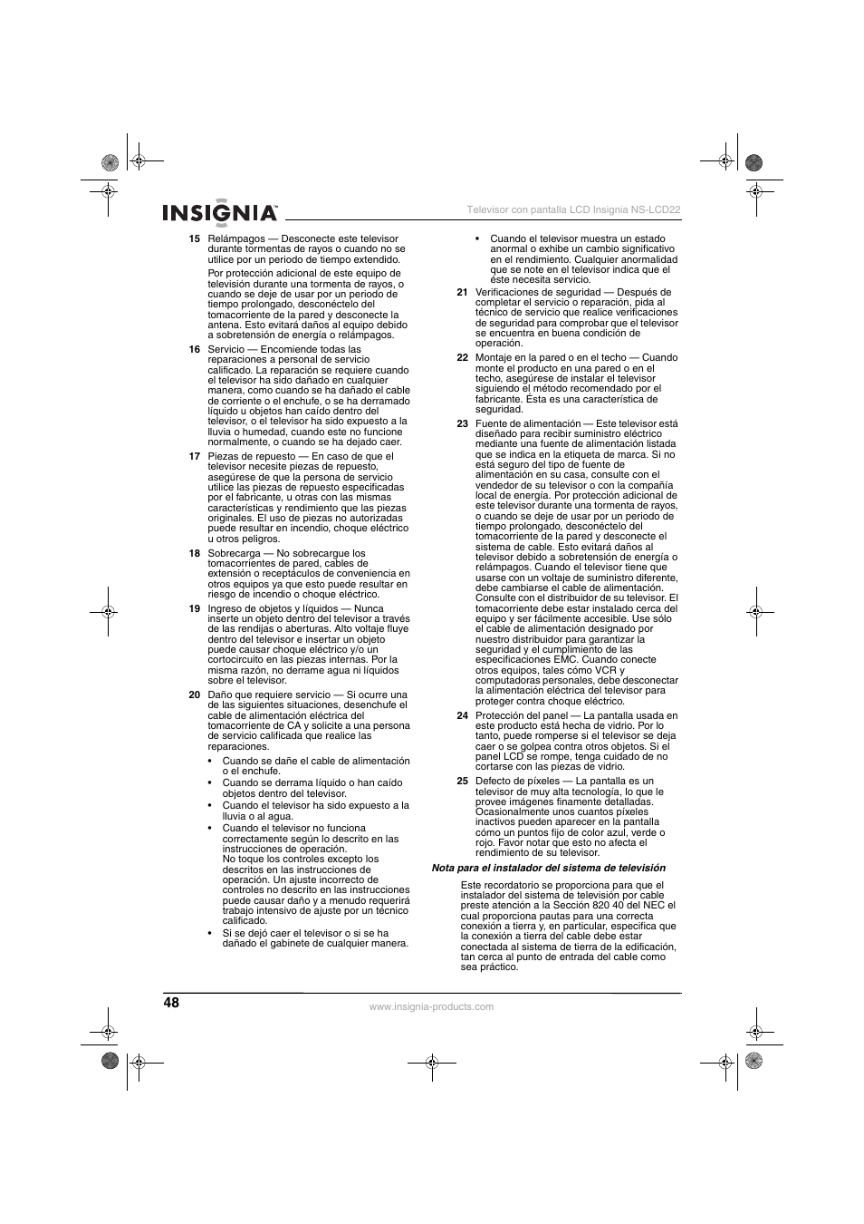 Insignia NS-LCD22 User Manual | Page 50 / 76