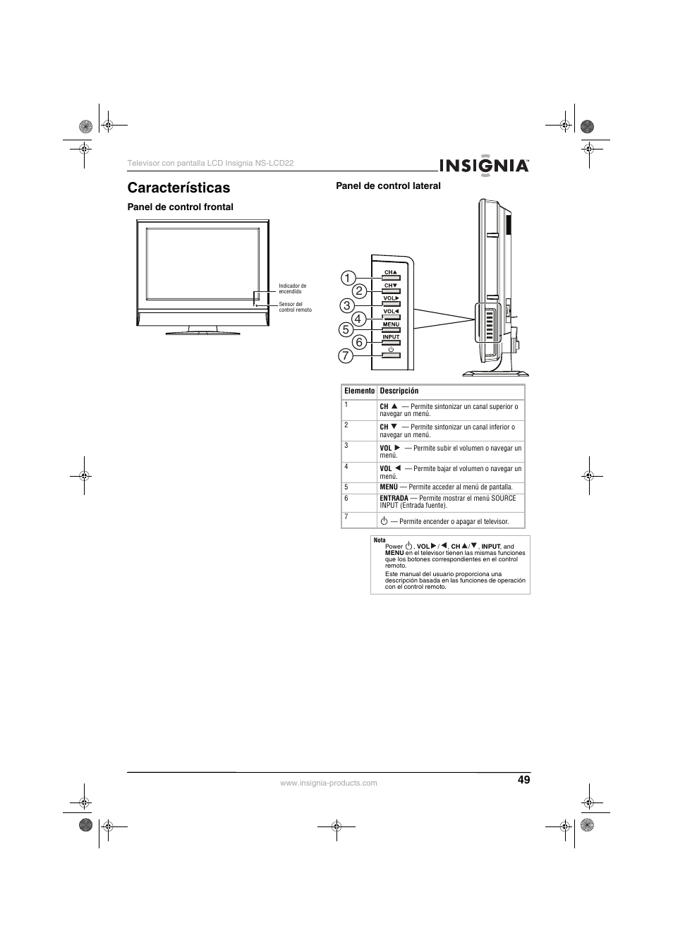 Características | Insignia NS-LCD22 User Manual | Page 51 / 76