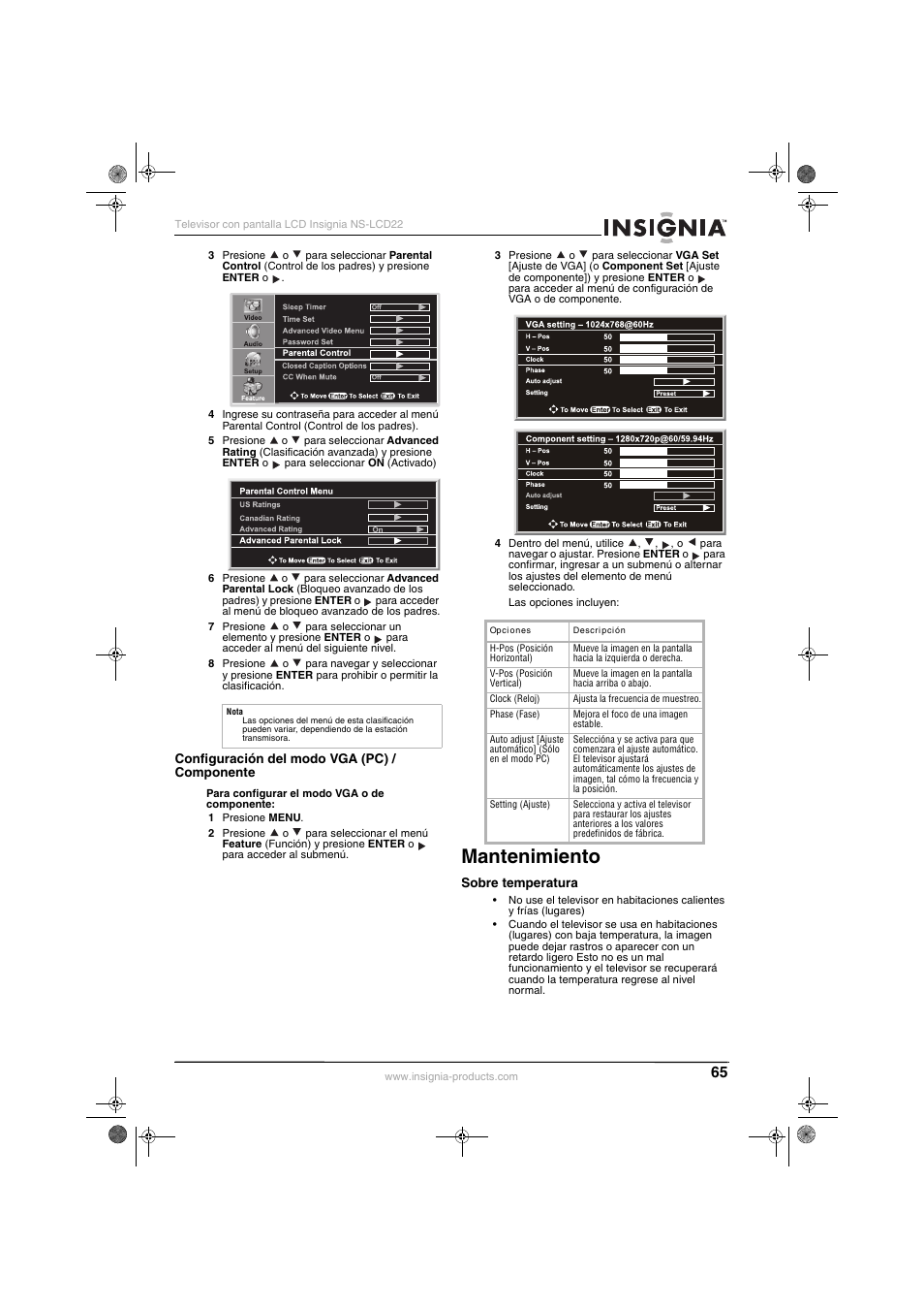Mantenimiento | Insignia NS-LCD22 User Manual | Page 67 / 76