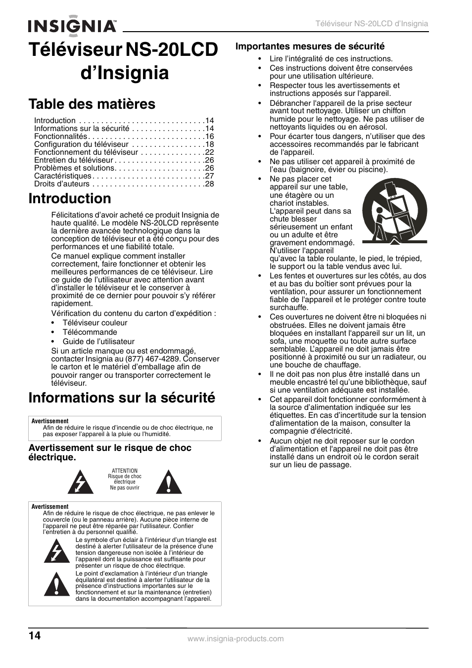 Insignia NS-20LCD User Manual | Page 16 / 48