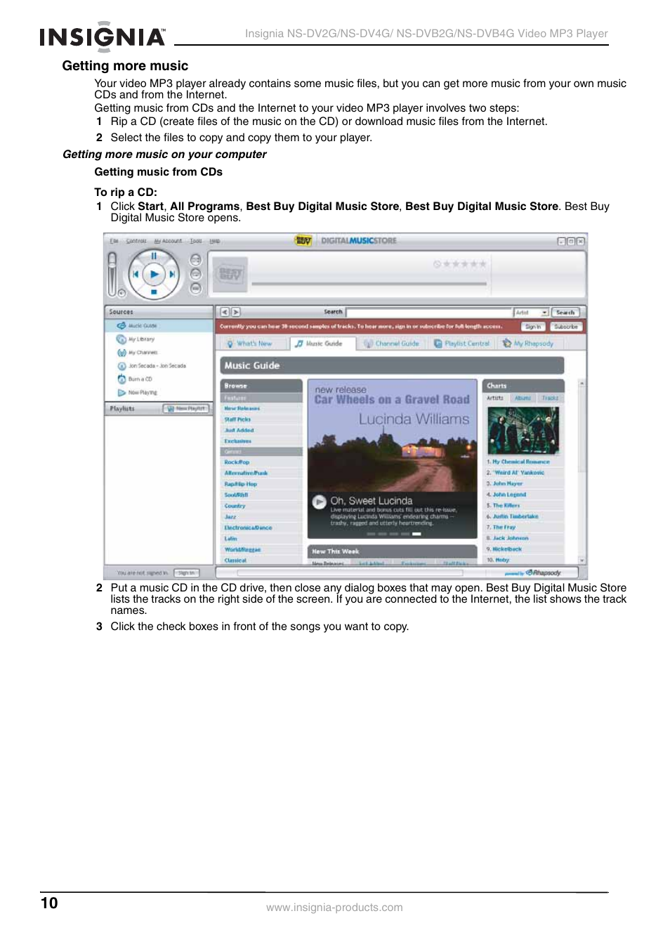 Getting more music | Insignia NS-DVB2G/DVB4G User Manual | Page 12 / 72