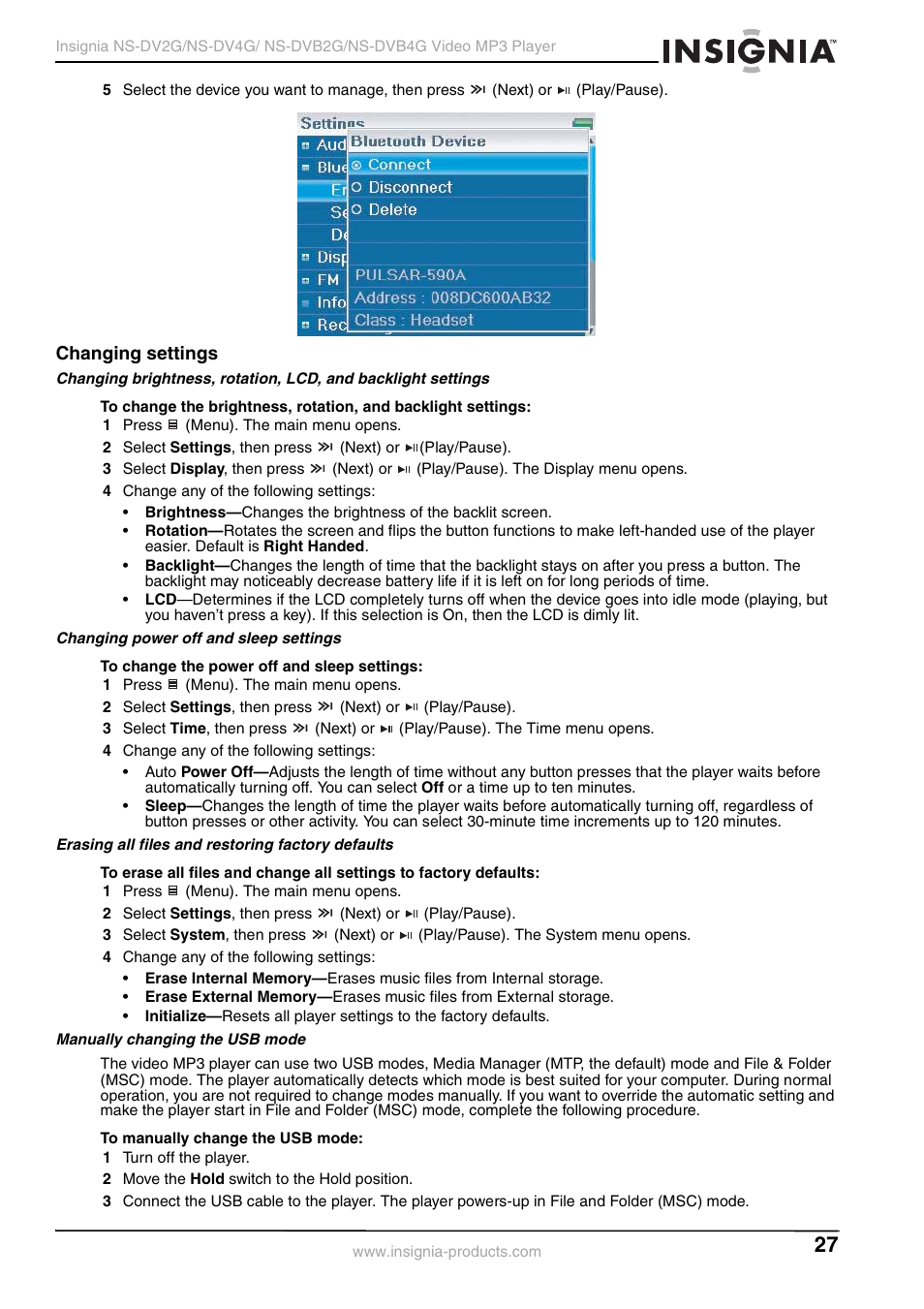 Changing settings | Insignia NS-DVB2G/DVB4G User Manual | Page 29 / 72