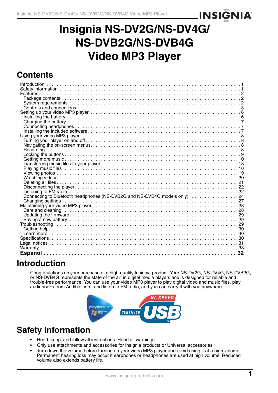 Insignia NS-DVB2G/DVB4G User Manual | Page 3 / 72
