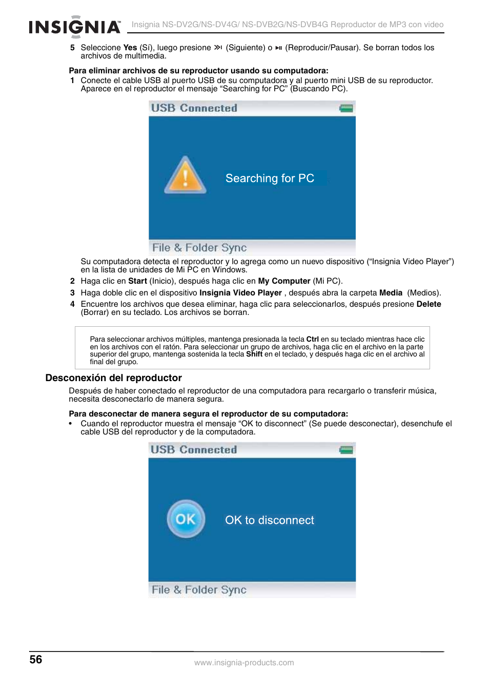 Desconexión del reproductor | Insignia NS-DVB2G/DVB4G User Manual | Page 58 / 72