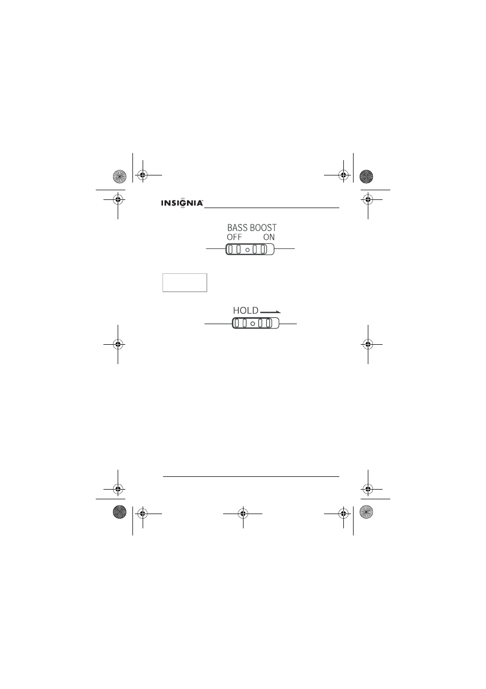 Amplification des graves, Utilisation de la touche hold (blocage), Mise sous et hors tension de l’appareil | Insignia NS-P3111 User Manual | Page 32 / 68