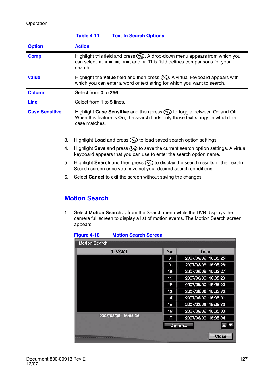 Figure 4-18, Motion search screen, Motion search | Insignia HRSD16 User Manual | Page 127 / 160