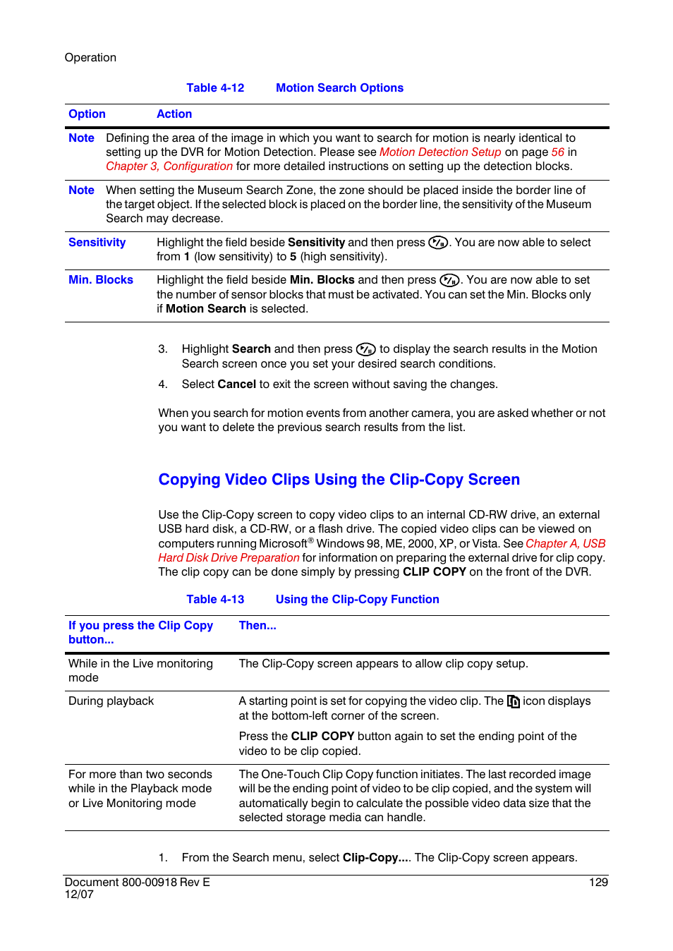 Table 4-13, Using the clip-copy function, Copying video clips using the clip-copy screen | Insignia HRSD16 User Manual | Page 129 / 160